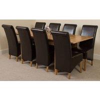 Thats Furniture Richmond 140-220cm Oak Extending Dining Table + 8 Montana Leather Chairs in Brown