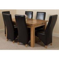 Thats Furniture Richmond 140-220cm Oak Extending Dining Table & 6 Lola Leather Chairs in Black