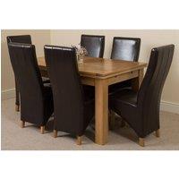 Thats Furniture Richmond 140-220cm Oak Extending Dining Table & 6 Lola Leather Chairs in Brown