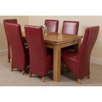 Thats Furniture Richmond 140-220cm Oak Extending Dining Table & 6 Lola Leather Chairs in Red