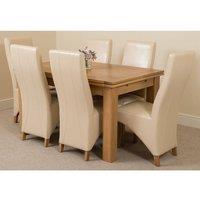 Thats Furniture Richmond 140-220cm Oak Extending Dining Table & 6 Lola Leather Chairs in Cream