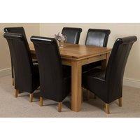 Thats Furniture Richmond 140-220cm Oak Extending Dining Table + 6 Montana Leather Chairs in Black