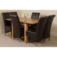 Thats Furniture Richmond 140-220cm Oak Extending Dining Table + 6 Montana Leather Chairs in Brown