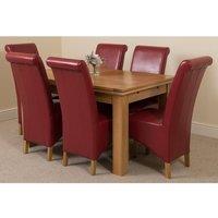 Thats Furniture Richmond 140-220cm Oak Extending Dining Table + 6 Montana Leather Chairs in Red