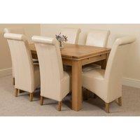 Thats Furniture Richmond 140-220cm Oak Extending Dining Table + 6 Montana Leather Chairs in Cream
