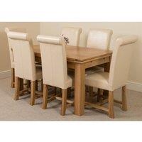 Thats Furniture Richmond 140-220cm Oak Extending Dining Table + 6 Washington Leather Chairs in Cream