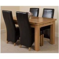 Thats Furniture Richmond 140-220cm Oak Extending Dining Table & 4 Lola Leather Chairs in Black
