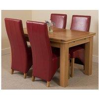 Thats Furniture Richmond 140-220cm Oak Extending Dining Table & 4 Lola Leather Chairs in Red