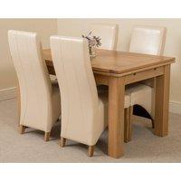 Thats Furniture Richmond 140-220cm Oak Extending Dining Table & 4 Lola Leather Chairs in Cream
