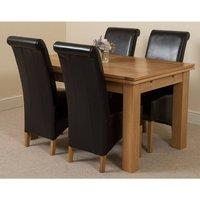 Thats Furniture Richmond 140-220cm Oak Extending Dining Table + 4 Montana Leather Chairs in Black