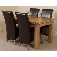 Thats Furniture Richmond 140-220cm Oak Extending Dining Table + 4 Montana Leather Chairs in Brown
