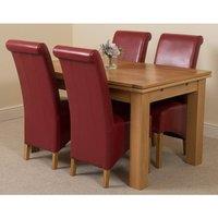Thats Furniture Richmond 140-220cm Oak Extending Dining Table + 4 Montana Leather Chairs in Red