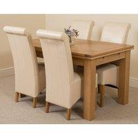 Thats Furniture Richmond 140-220cm Oak Extending Dining Table + 4 Montana Leather Chairs in Cream