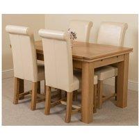 Thats Furniture Richmond 140-220cm Oak Extending Dining Table + 4 Washington Leather Chairs in Cream