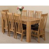 Thats Furniture Kuba 180 x 90 cm Chunky Oak Dining Table & 8 Princeton Chairs in Brown