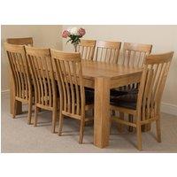 Thats Furniture Kuba 180 x 90 cm Chunky Oak Dining Table & 8 Harvard Chairs in Brown