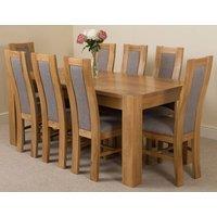 Thats Furniture Kuba 180 x 90 cm Chunky Oak Dining Table & 8 Stanford Chairs in Brown