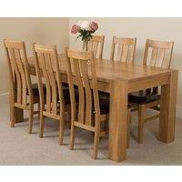 Thats Furniture Kuba 180 x 90 cm Chunky Oak Dining Table & 6 Princeton Chairs in Brown