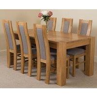 Thats Furniture Kuba 180 x 90 cm Chunky Oak Dining Table & 6 Stanford Chairs in Brown
