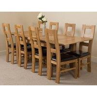 Thats Furniture Richmond 140-220cm Oak Extending Dining Table & 8 Yale Chairs in Brown