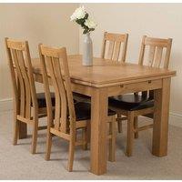 Thats Furniture Richmond 140-220cm Oak Extending Dining Table & 4 Princeton Chairs in Brown