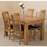 Thats Furniture Richmond 140-220cm Oak Extending Dining Table & 4 Harvard Chairs in Brown
