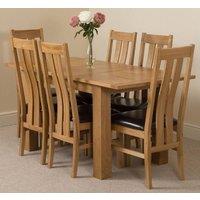 Thats Furniture Hampton 120-160cm Oak Extending Dining Table & 6 Princeton Chairs in Brown