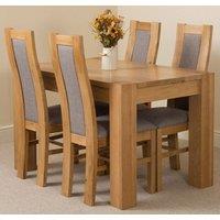 Thats Furniture Kuba 125 x 80 cm Chunky Oak Small Dining Table & 4 Stanford Chairs in Brown