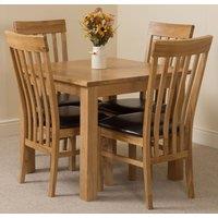 Thats Furniture Oslo 90 x 90 cm Oak Small Dining Table & 4 Harvard Oak Chairs in Brown
