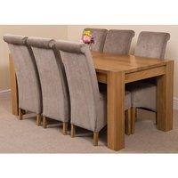 Thats Furniture Kuba 180 x 90 cm Chunky Oak Dining Table & 6 Montana Fabric Chairs in Grey