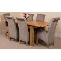 Thats Furniture Richmond 140-220cm Oak Extending Dining Table + 6 Montana Fabric Chairs in Grey