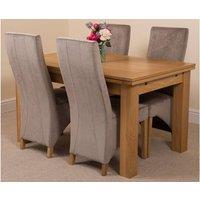 Thats Furniture Richmond 140-220cm Oak Extending Dining Table & 4 Lola Fabric Chairs in Grey