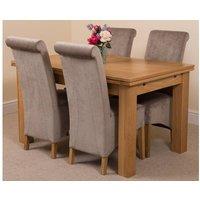 Thats Furniture Richmond 140-220cm Oak Extending Dining Table + 4 Montana Fabric Chairs in Grey