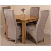 Thats Furniture Oslo 90 x 90 cm Oak Small Dining Table & 4 Lola Fabric Chairs in Grey
