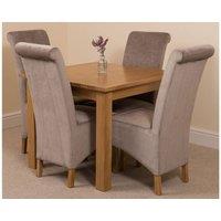 Thats Furniture Oslo 90 x 90 cm Oak Small Dining Table & 4 Montana Fabric Chairs in Grey