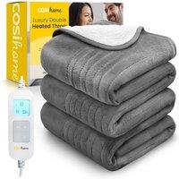 Cosi Home Fleece & Sherpa Electric Heated Throw in Grey | Size: Single