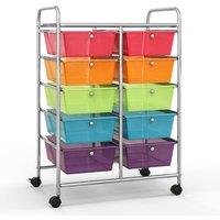 Costway 10 Drawers Storage Trolley Mobile Rolling Utility Cart Home Office Organizer