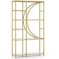 Gymax 6-Tier Industrial Bookshelf Wooden Bookcase With Opne Shelves in White