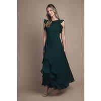 Coast Women's Honoured Ruffle Georgette Maxi Bridesmaid Dress in Emerald | Size: 10