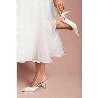 Coast Women's Bridal Wide Fit Sabrina Satin Diamante Trim Slingback High Stiletto Court Shoes in White | Size: 4