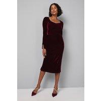 Wallis Women's Velvet Sweetheart Embellished Midi Dress in Berry | Size: 16