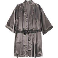 Soft Strokes Silk Women's Silk Robe Knee Length - Grey | Size: 18