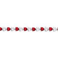 Jewelco London Women's Sterling Silver CZ & Ruby Heart Stone Tennis Bracelet