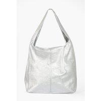 Sarta Women's Ridley Metallic Italian Leather Shoulder Bag in Silver