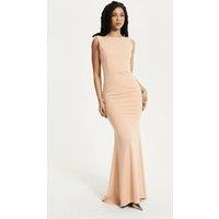 Liquorish Women's Peach Draped Cowl Back Maxi Dress in Pink | Size: 6