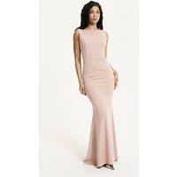 Liquorish Women's Nude Draped Cowl Back Maxi Dress in Pink | Size: 14