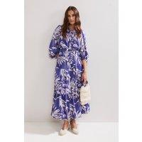 Phase Eight Women's Coralie Print Shirt Midaxi Dress in Blue | Size: 16