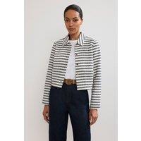 Phase Eight Women's Neave Collared Stripe Crop Jacket in Mid Navy | Size: 12
