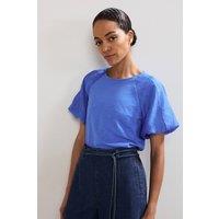 Phase Eight Women's Tate Puff Sleeve Top in Bright Blue | Size: 16