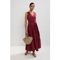 Phase Eight Women's Clarissa Dropped Waist Cotton Midi Dress in Wine | Size: 8